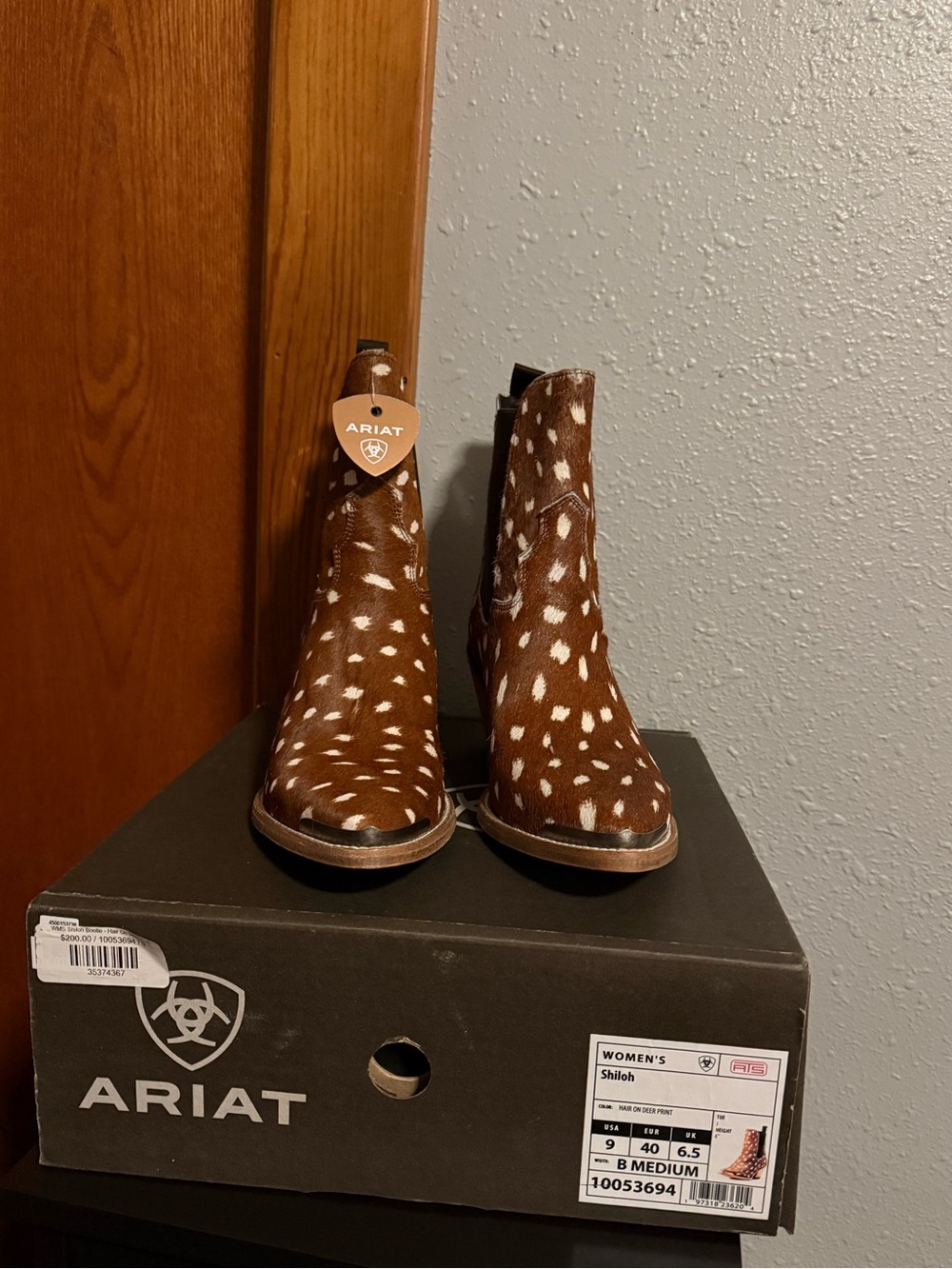 Ariat Brown and White Spotted Chelsea Ankle Boots - Picture 2 of 7
